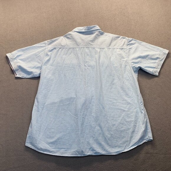 PD&C Shirt Mens Size 3X Classic Fit White Blue Print Short Sleeve,Pockets - Picture 2 of 12